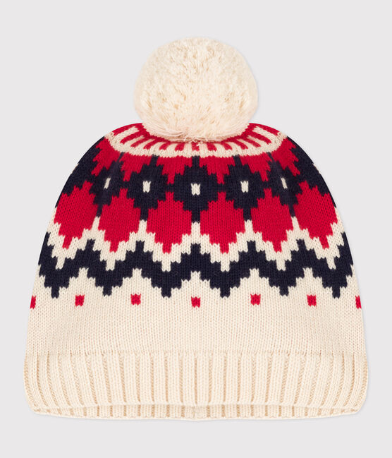 Cuffietta in lana jacquard bambino bianco AVALANCHE/ MULTICO
