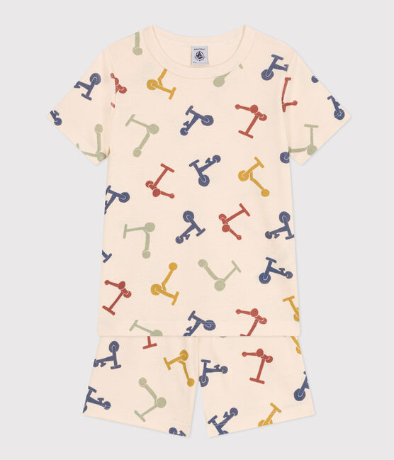 Pigiama short fantasia monopattino in cotone bambino bianco AVALANCHE/ MULTICO