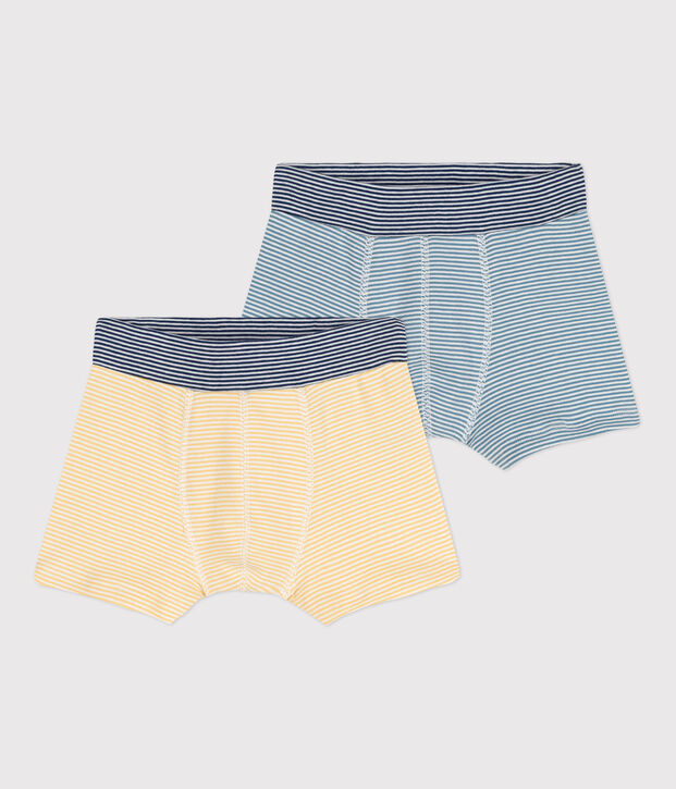 Confezione da 2 boxer di cotone millerighe bambino multicolore