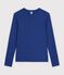 T-shirt a maniche lunghe in cotone tinta unita donna blu