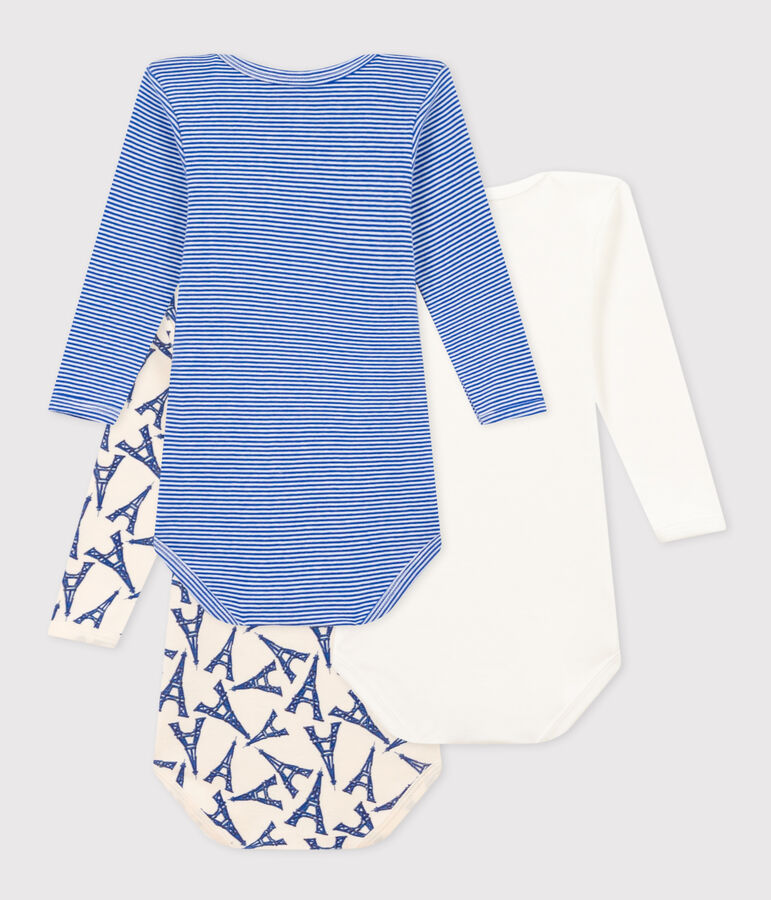 Confezione da 3 body a maniche lunghe beb&egrave; in cotone Paris multicolore