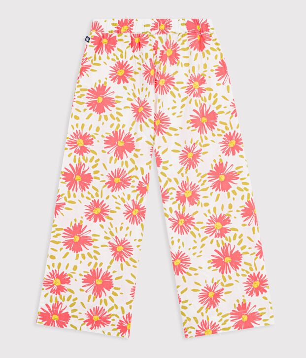 Pantaloni in cotone a fiori bambina bianco/multicolore