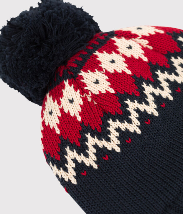 Cappellino in lana per beb&egrave;. blu/multicolore