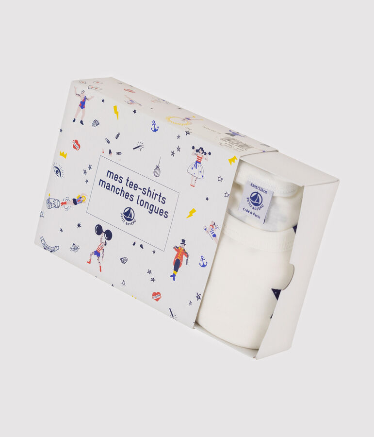 Confezione da 2 t-shirt manica lunga fantasia feste da bambino multicolore