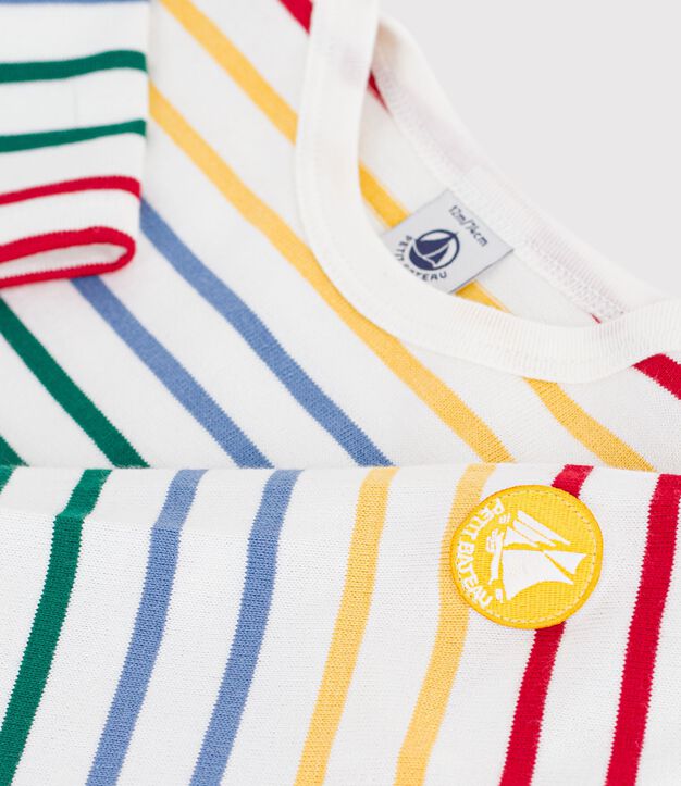 Marini&egrave;re in cotone neonato bianco/multicolore