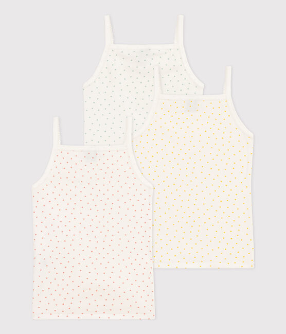 Confezione da 3 canottiere bambina con spalline in cotone a cuoricini  variante 1