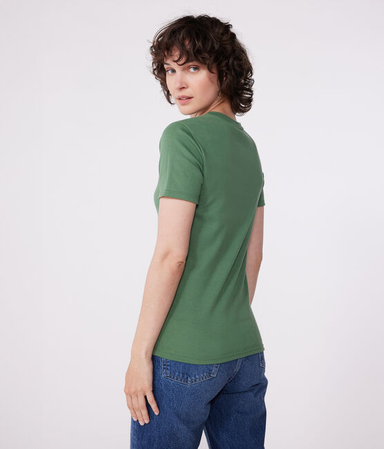T-shirt a maniche corte in lino donna verde PALMERAIE