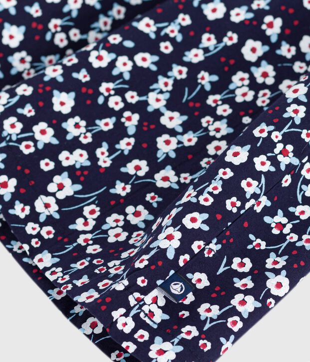 Abito a maniche lunghe in cotone bambina blu/multicolore