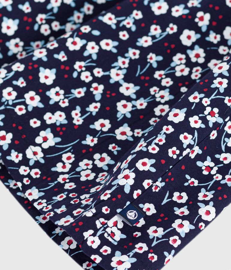 Abito a maniche lunghe in cotone bambina blu/multicolore