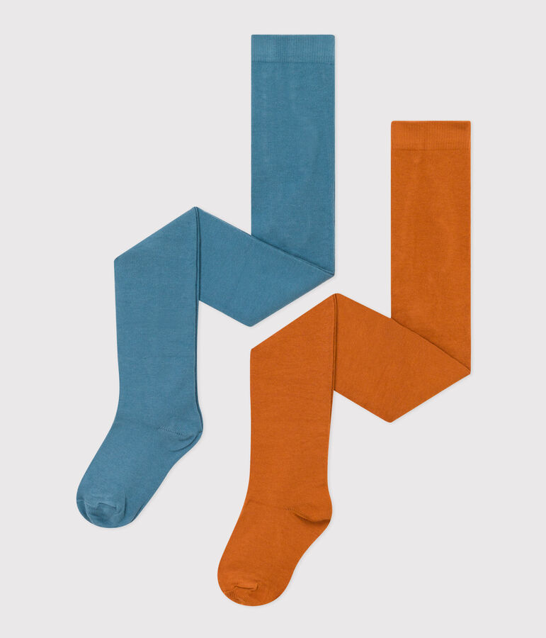 Confezione da 2 paia di collant bambina in cotone multicolore