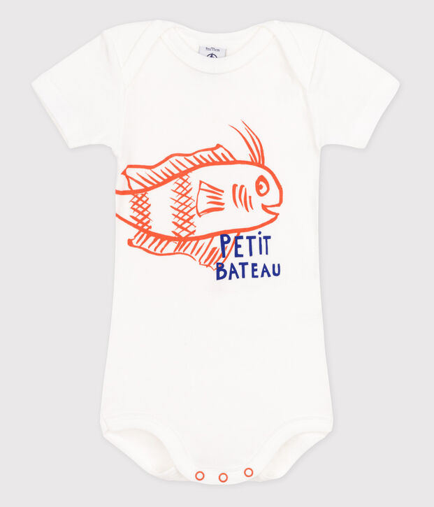 Body manica corta beb&egrave; bambina bianco/arancione