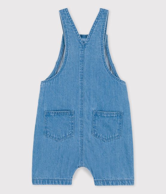 Salopette corta bebè in denim biologico leggero blu DENIM CLAIR