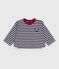 T-shirt a maniche lunghe in cotone a righe neonato blu SOIR/ MILK