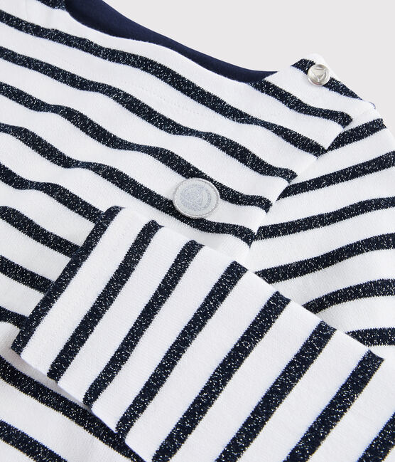 Marinière in jersey bambina bianco MARSHMALLOW/ SMOKING ARGENT BRILLANT