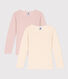 Confezione da 2 t-shirt bambina a manica lunga in cotone traforato
