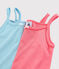 Confezione da 2 canottiere con spalline traforate colorate bambina in cotone biologico variante 1