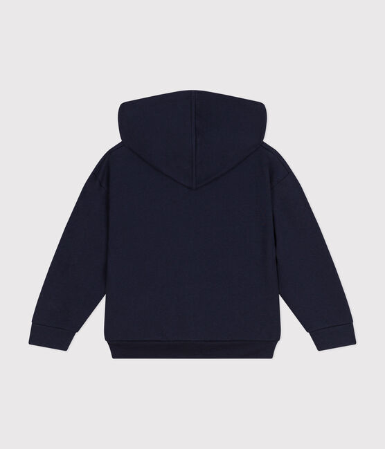 Maglia con cappuccio e cerniera in tessuto felpato bambina blu SMOKING
