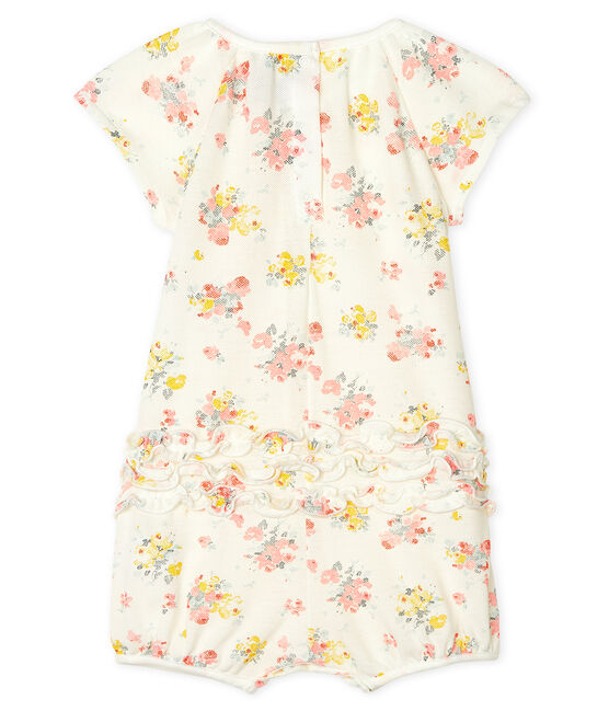 Tutina corta bebè femmina in fantasia bianco MARSHMALLOW/bianco MULTICO