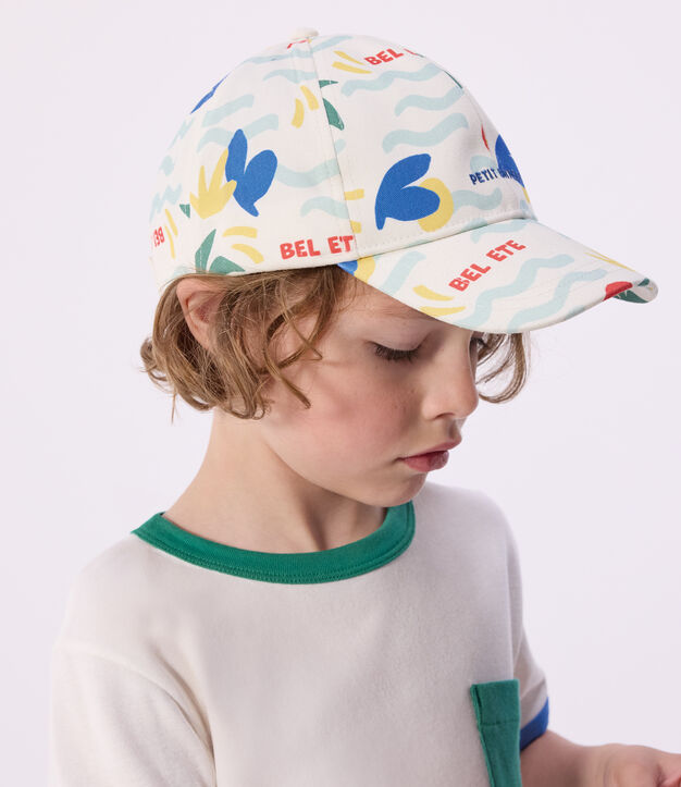 Berretto in cotone con stampa di palme bambino ecru/multicolore