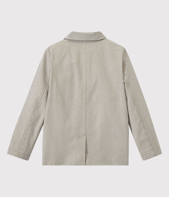Blazer bambino in tessuto rigato grigio MINERAI/bianco LAIT