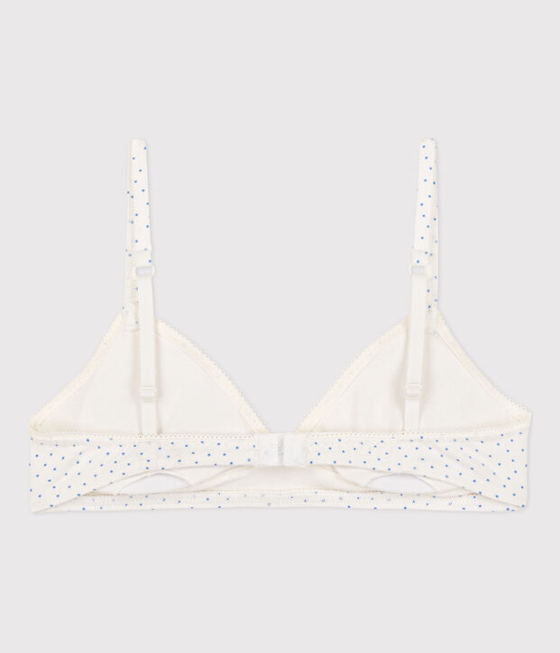 Reggiseno ragazza in cotone ed elastam a pois bianco/blu
