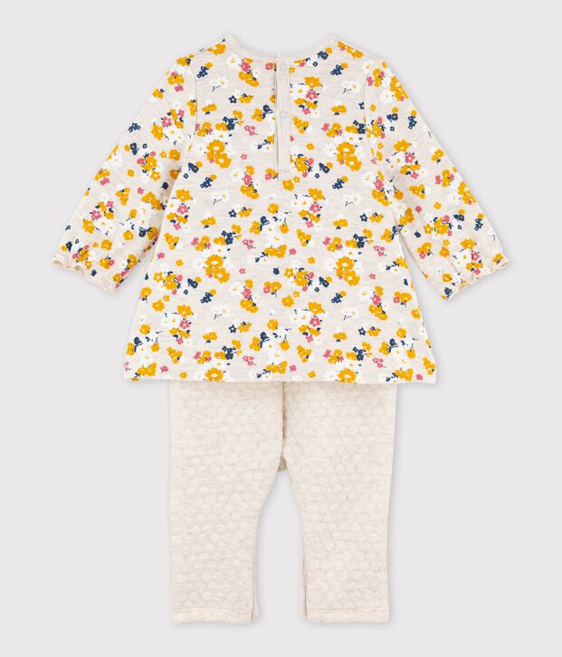 Tutina lunga beb&egrave; femmina beige/multicolore