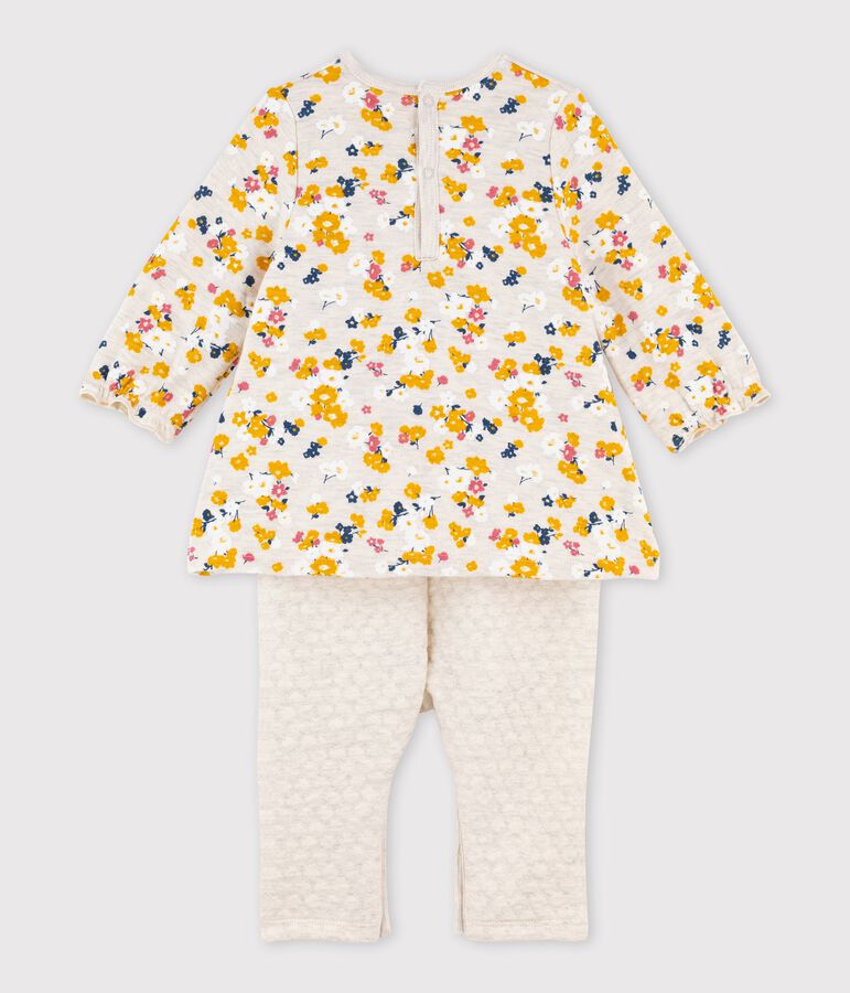 Tutina lunga beb&egrave; femmina beige/multicolore