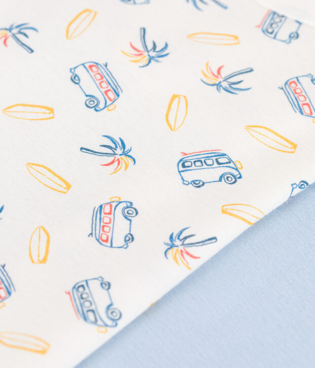 Set da 2 T-shirt a maniche corte in cotone con furgoni stampati bambino multicolore