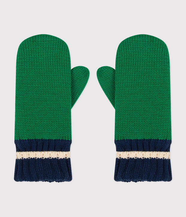 Muffole in maglia foderata in pile bambino verde/multicolore