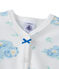 Tutina per bebè bambina in velluto stampata bianco LAIT/blu BLEU/ MULTICO