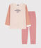 Pigiama millerighe tricolore in cotone unisex  rosa SALINE/bianco MULTICO