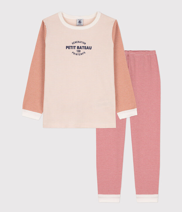 Pigiama millerighe tricolore in cotone unisex rosa/multicolore