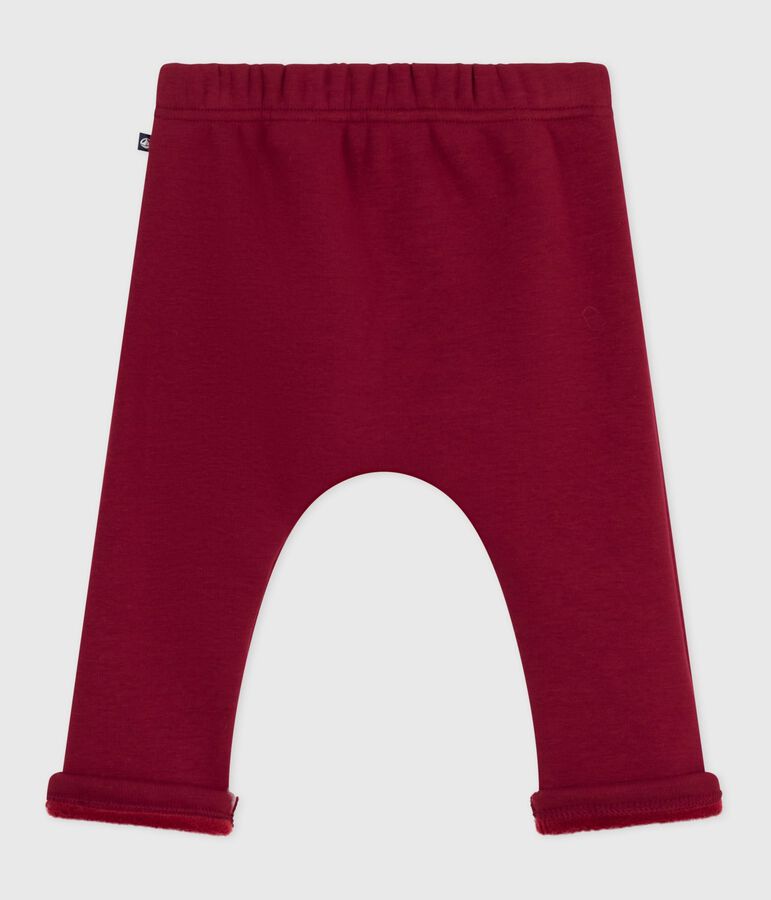 Pantaloni in cotone tinta unita neonato rosso