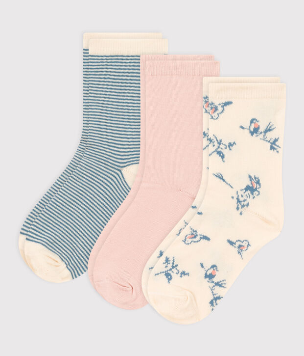 Confezione da 3 paia di calzini bambina con motivo uccelli multicolore