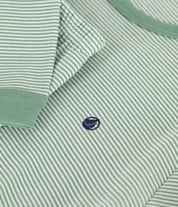 Pigiama in cotone a righe bambino verde/bianco