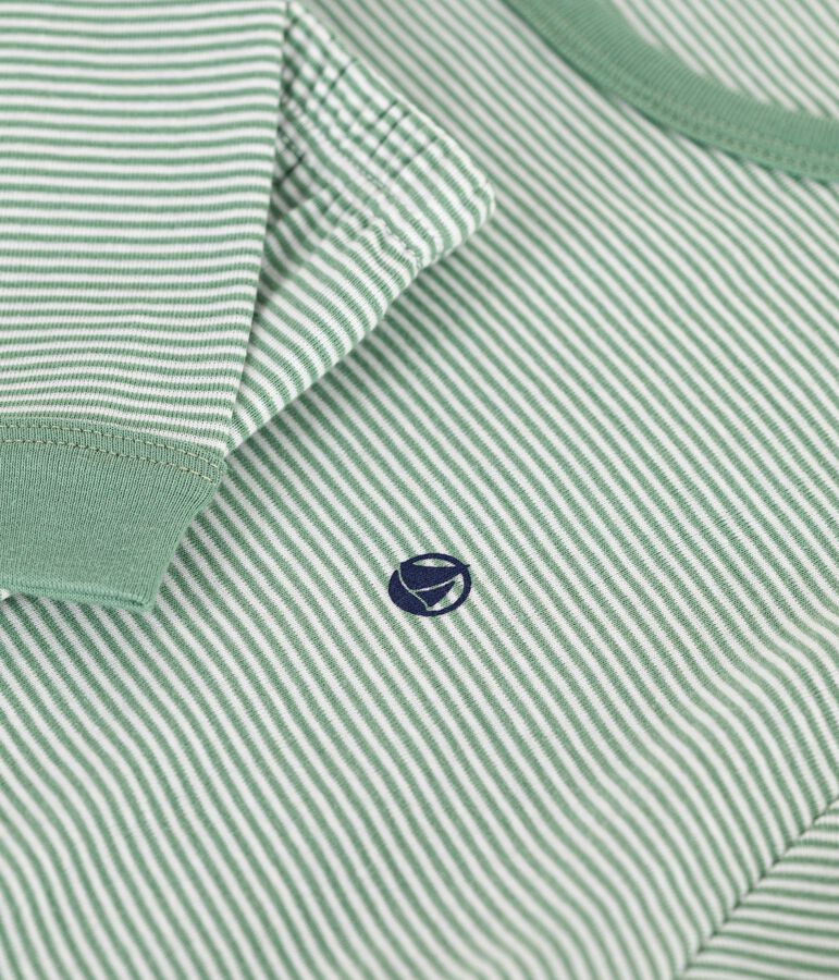 Pigiama in cotone a righe bambino verde/bianco