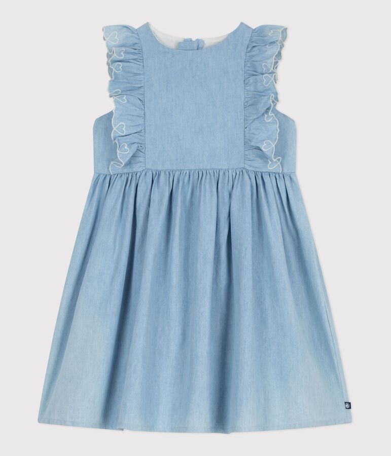 Abito senza maniche in cotone bambina blu