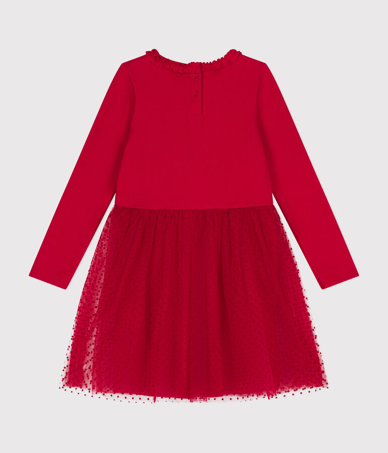 Abito in jersey pesante e tulle bambina rosso