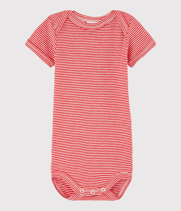 Body a manica corta beb&egrave; unisex rosso/bianco