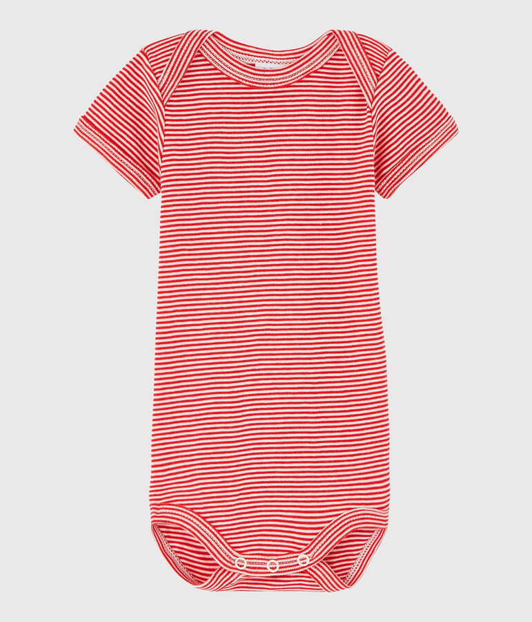 Body a manica corta beb&egrave; unisex rosso/bianco