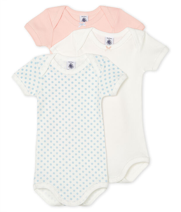 Trio body manica corta beb&egrave; femmina multicolore
