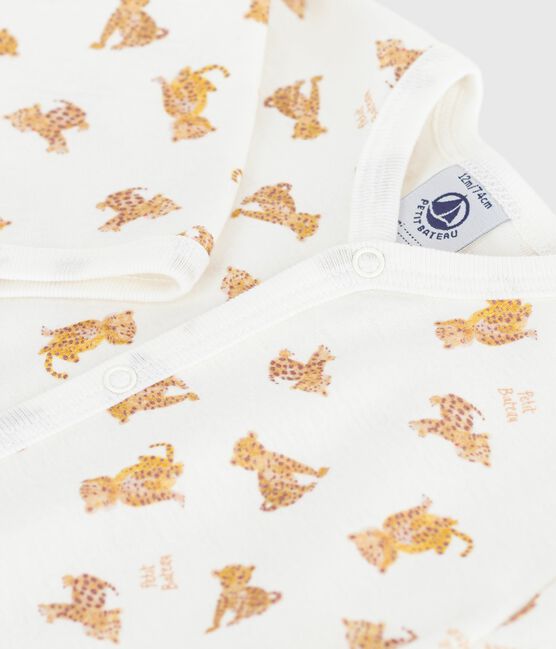 Pigiama senza piedini in cotone stampato neonato MARSHMALLOW/ CAJOU