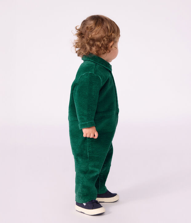 Tutina lunga in ciniglia tinta unita neonato verde
