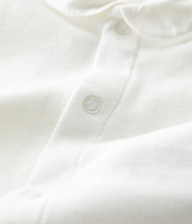 Body beb&egrave; a manica corta con colletto in cotone bianco