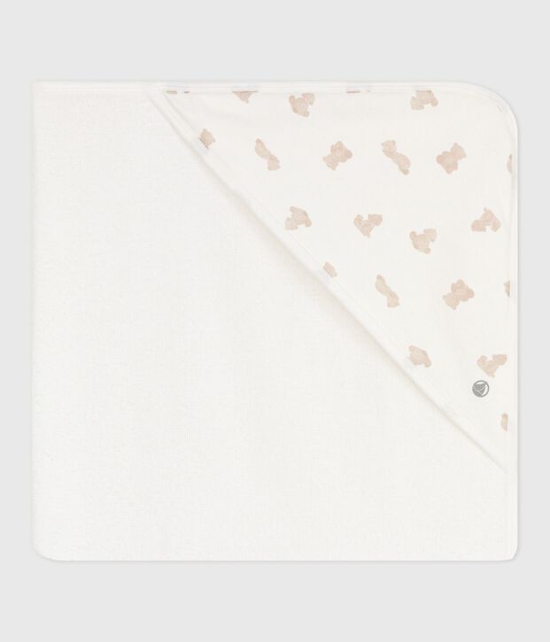 Asciugamano quadrato da bagno in cotone neonato bianco/BRUN