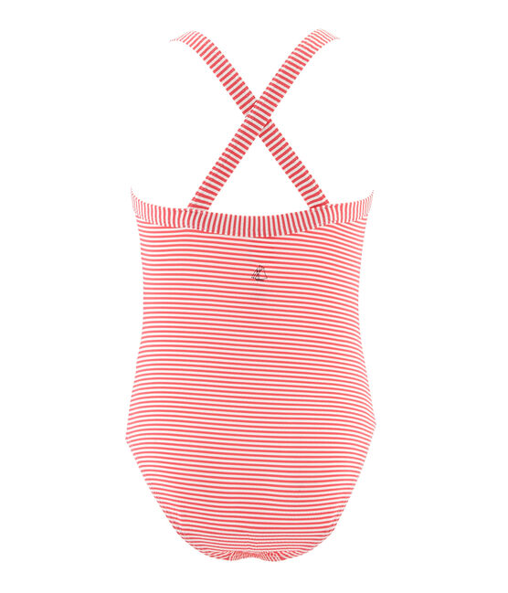 Costume intero bambina rosa GROSEILLER/bianco MARSHMALLOW
