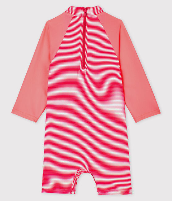Tuta mare ecoresponsabile bimba/bimbo rosa GEISHA/bianco MARSHMALLOW