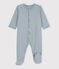 Tutina pigiama millerighe di cotone per neonati blu ROVER/bianco MARSHMALLOW