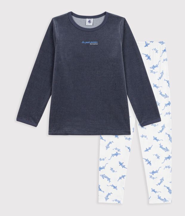 Pyjama  en coton bianco/blu/multicolore