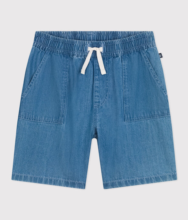 Short in denim leggero bambino blu